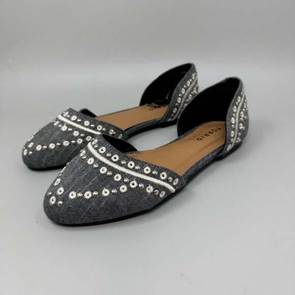 Torrid Women's Chambrey Studded Pointed Toe D'Orsay Flats Size 6.5 New Denim - Picture 3 of 8